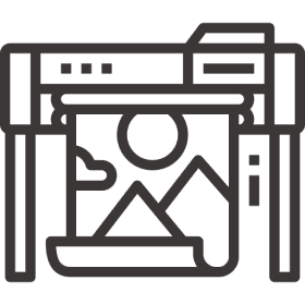 Printing machine with mountain illustration