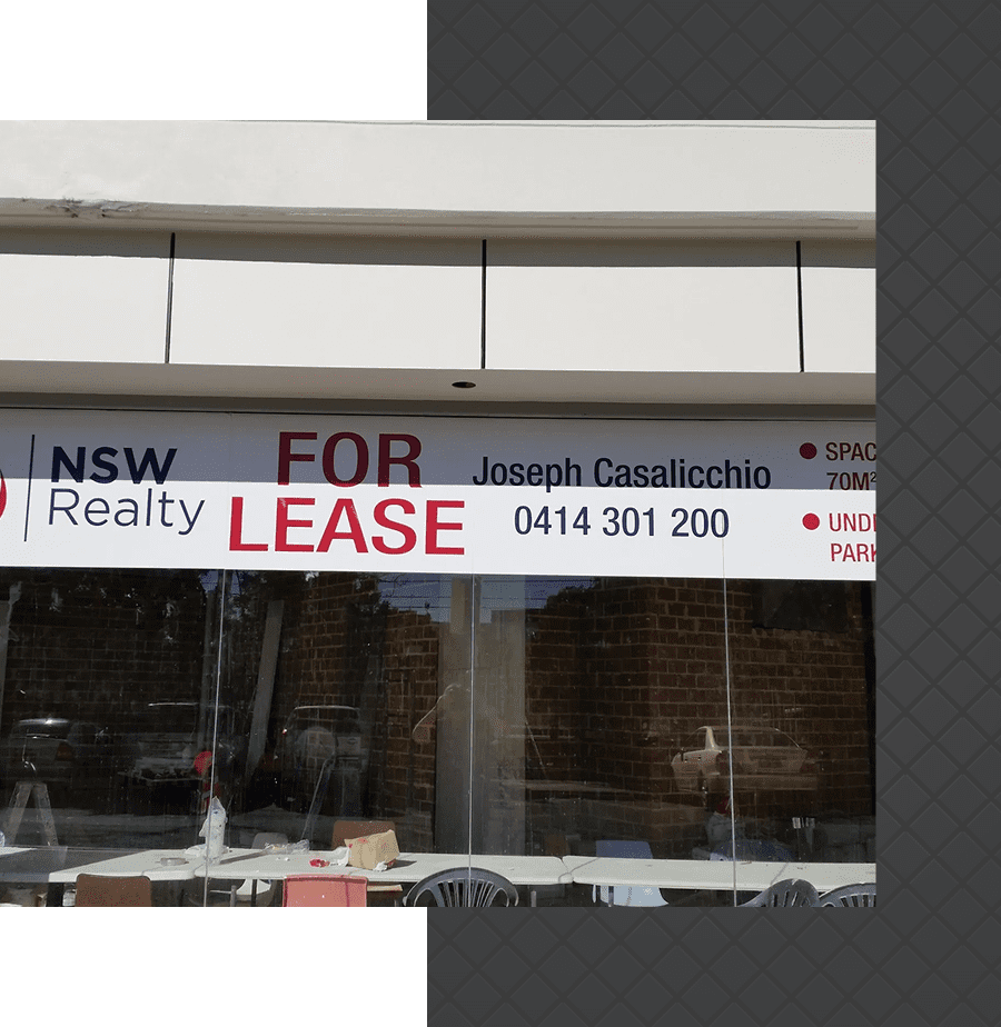 Commercial property for rent signage