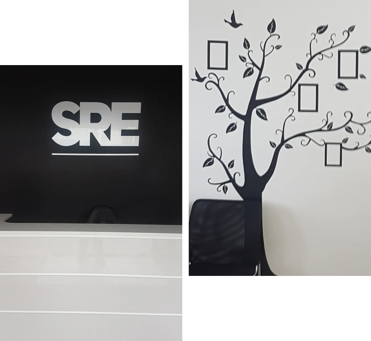 Black and white office wall decor