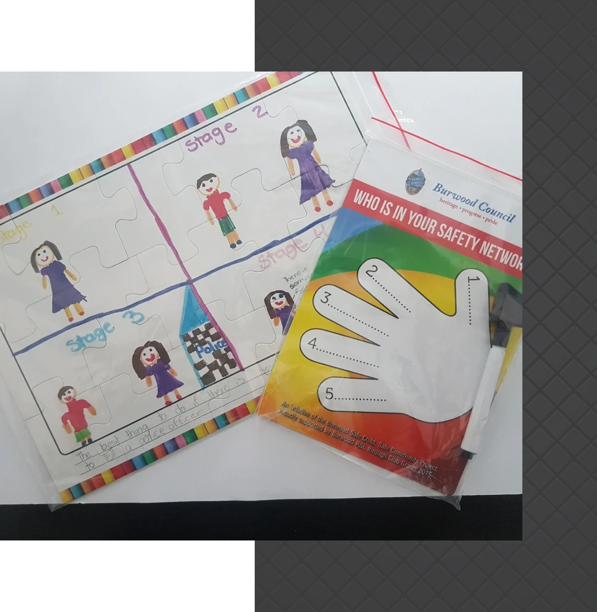 Puzzle stages and handprint worksheet