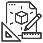 Design tools and blueprint sketch icon