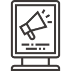 Marketing announcement on screen icon